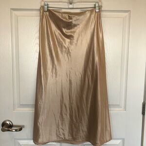 Rachel Zoe satin slip skirt midi length pull on champagne color Size S